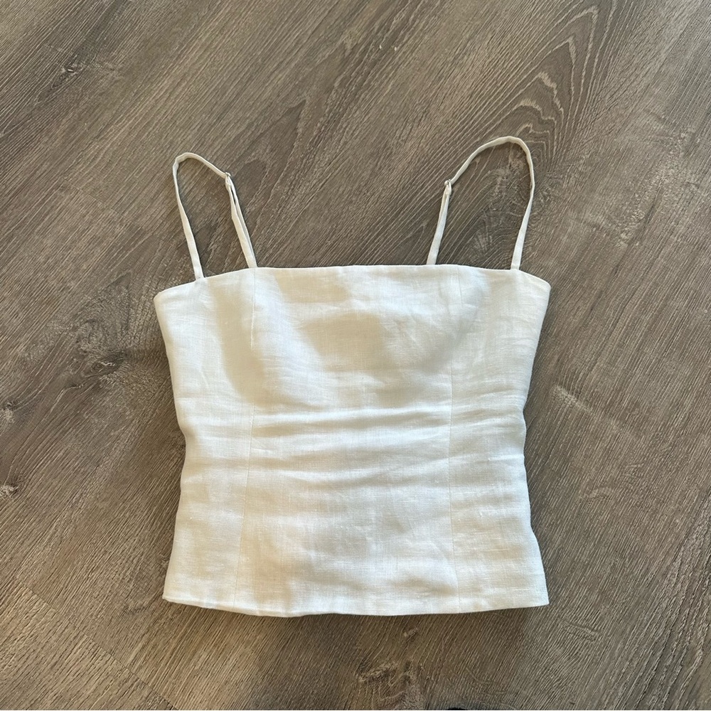 Reformation white linen tank top Size 0